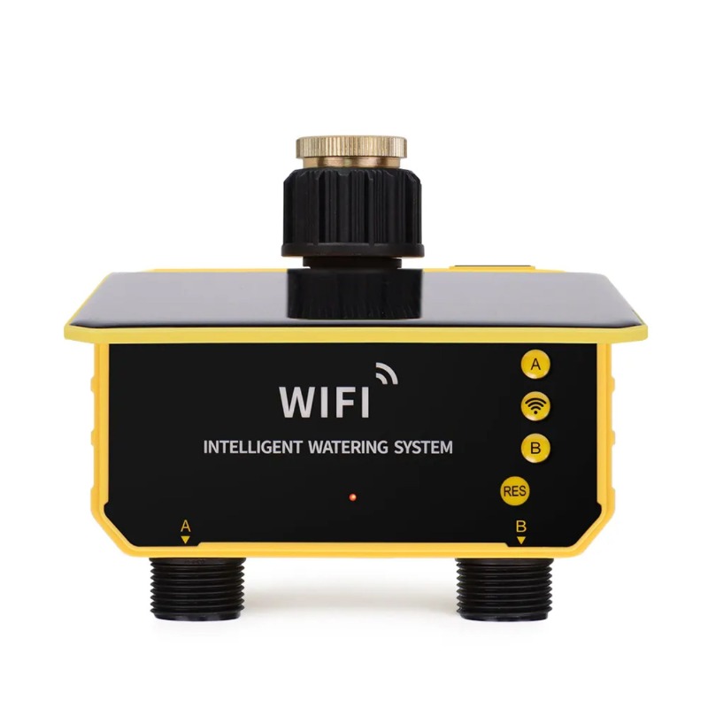 Timer Dual Outlet - WLAN-Solar-Bewässerungsventil-Bewässerungssteuerung mit Doppelauslass für Pool- und